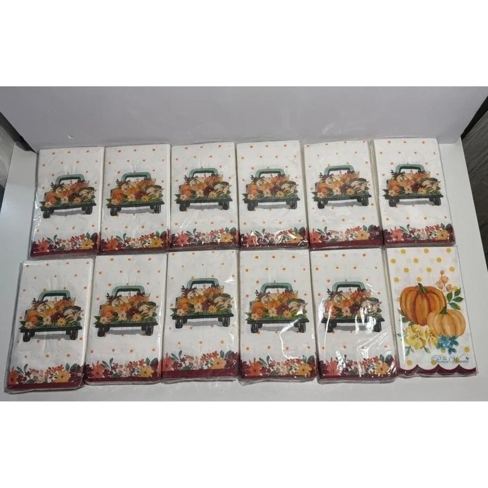 Pioneer Woman Pumpkin Dot Truck Paper Napkins (12)-24 Count Fall Autumn Harvest